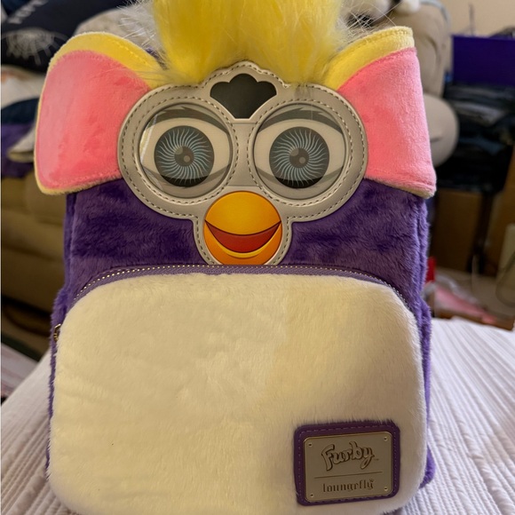 Loungefly Handbags - Loungefly Furby Backpack with Purple and Yellow Accents NWT
